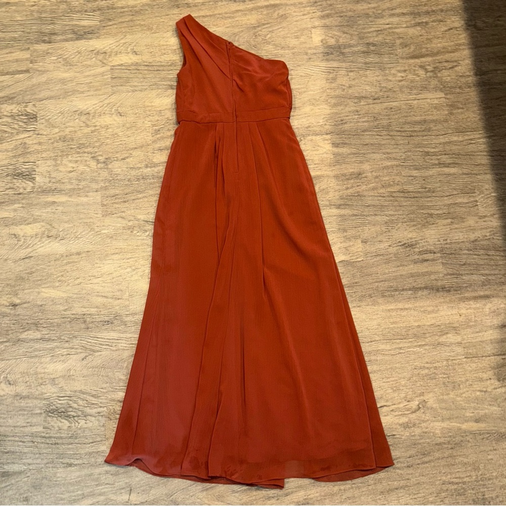 Elegant One-Shoulder Chiffon Davids Bridal DB Studio Bridesmaid Dress - Picture 3 of 7